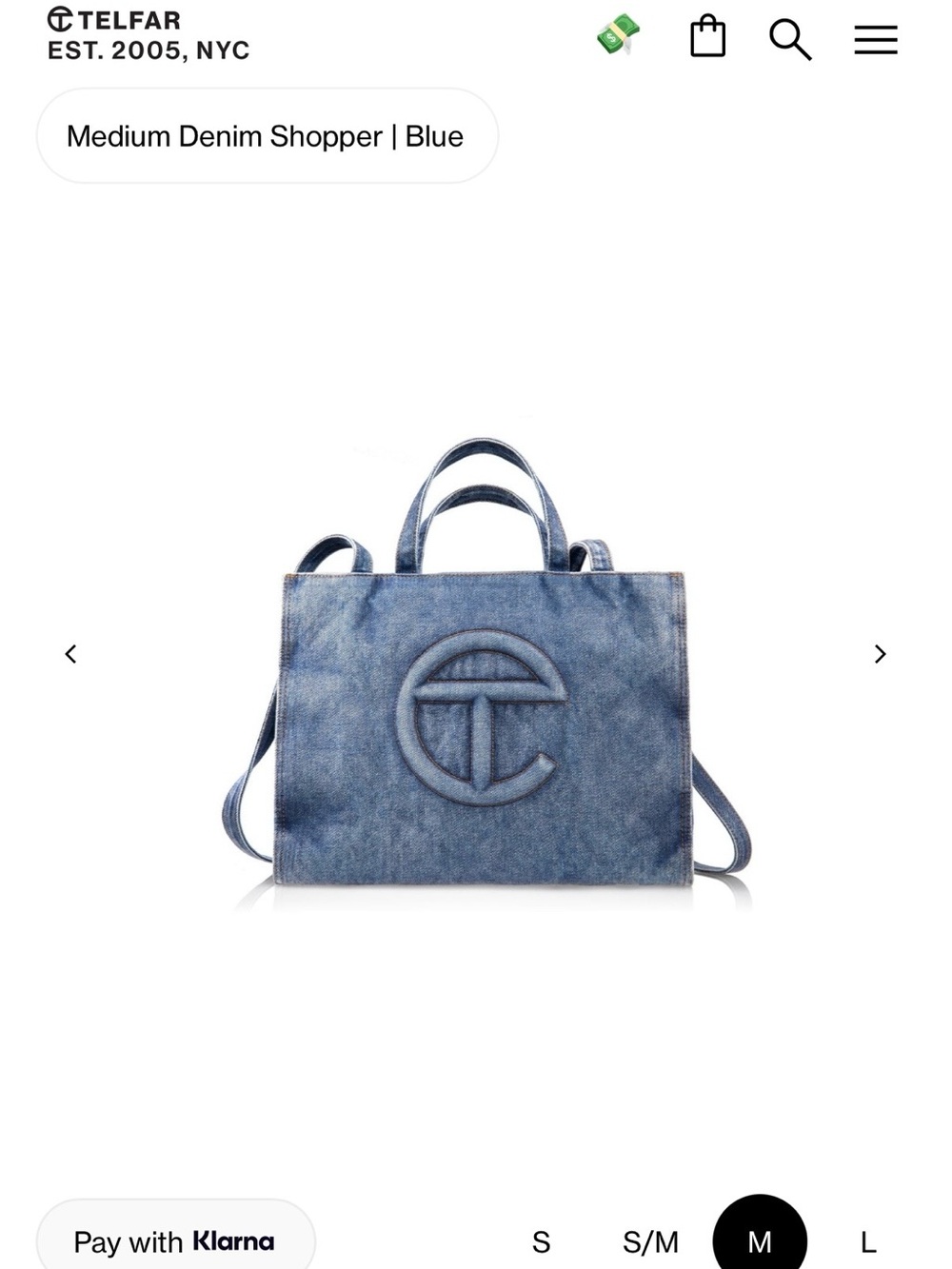 Telfar Medium Denim Shopper Tote - Blue